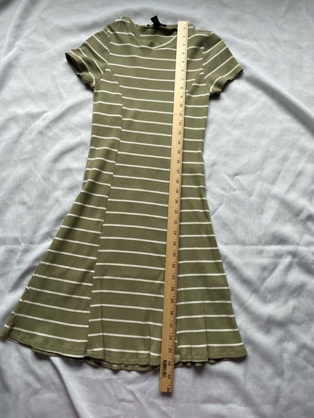 Casual Forever 21 Striped Green Fitted T-shirt Dress, Sz S